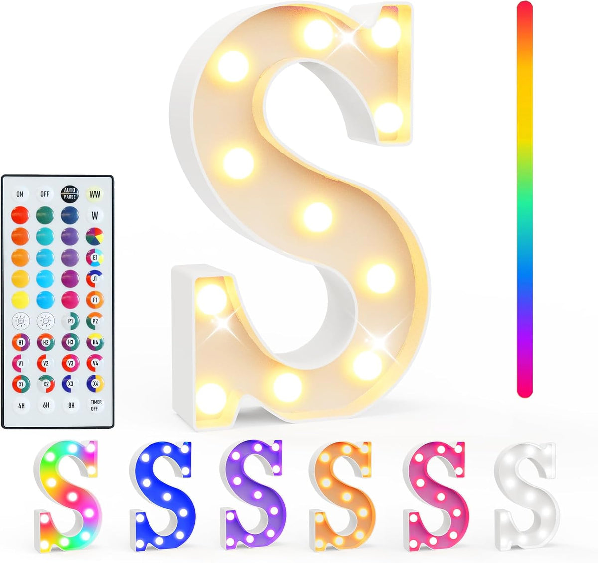 Pooqla Colorful Light Up Letters with Remote, Upgraded 35 Colors LED Marquee Letters, RGB Lighted