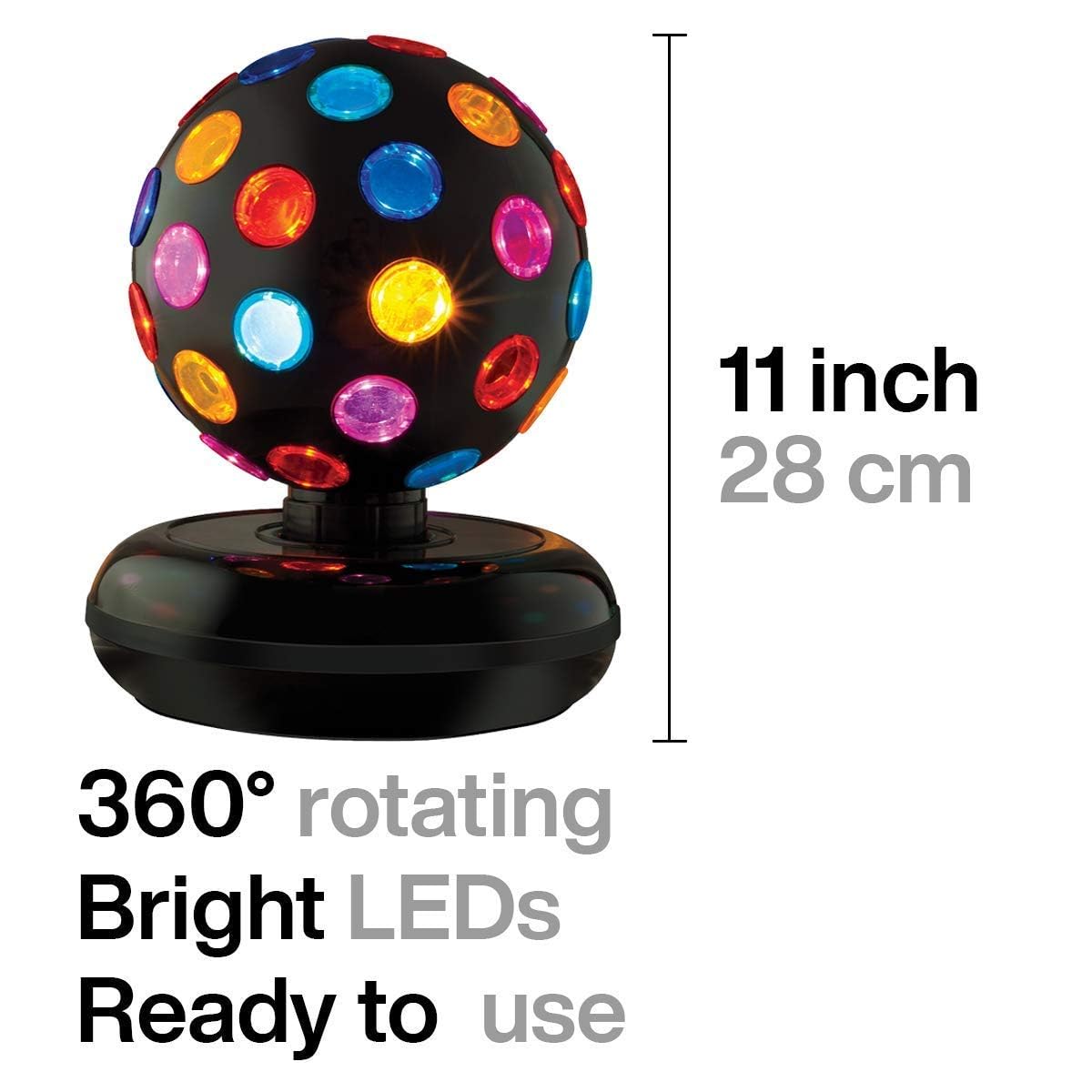 Kicko Spinning Disco Ball - 11-Inch Disco Ball Decor with Party Lights 360 Degree Rotating Neon LED