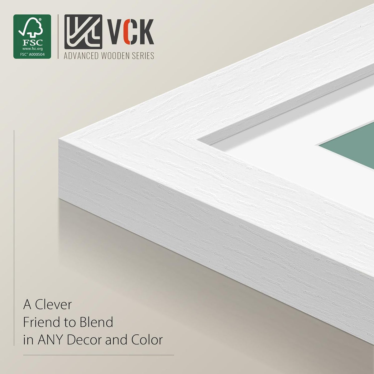 VCK 18x24 Frame 2 Pack, Exclusive Textured Solid Wood Poster Frame, Display Picture 16x20 with Mat