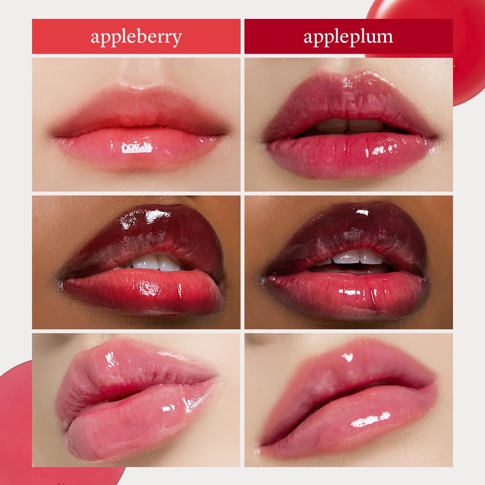 NOONI Korean Lip Oil Set - Appleberry & Appleplum | Long-Lasting, Moisturizing, Plumping