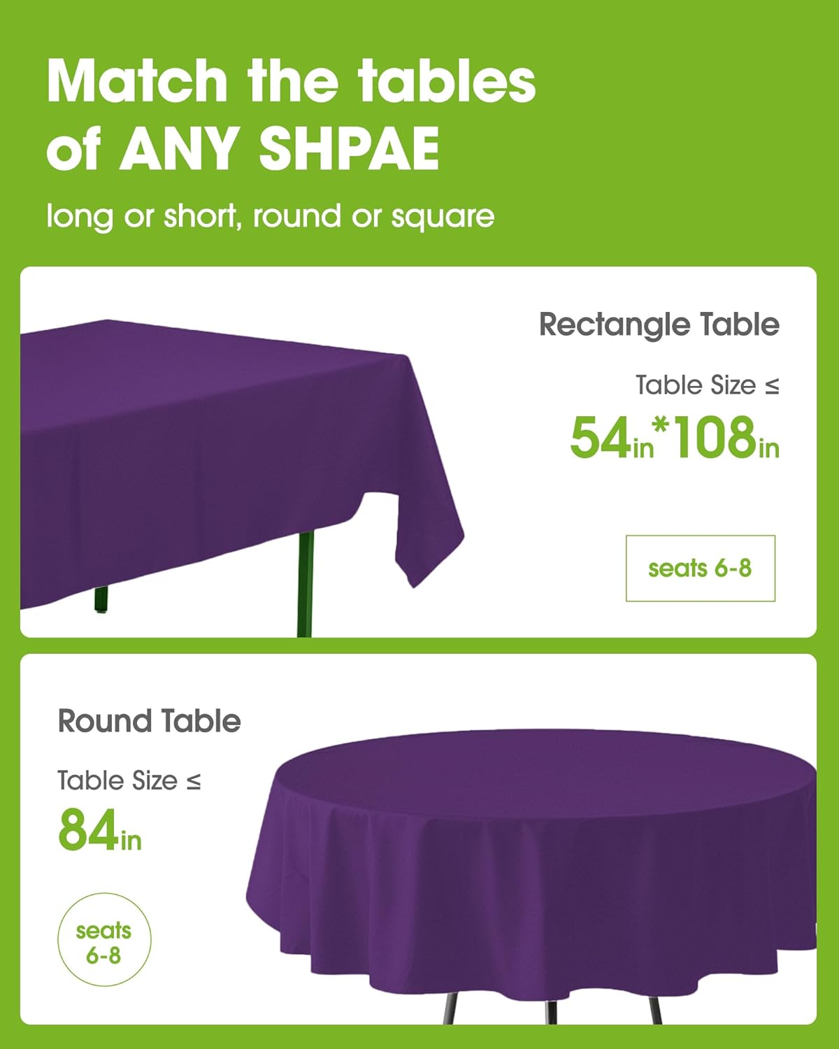 Pureegg Plastic Table Cloth Disposable 10 Pack, 54 x 108 Inch Table Cloths, Halloween Party