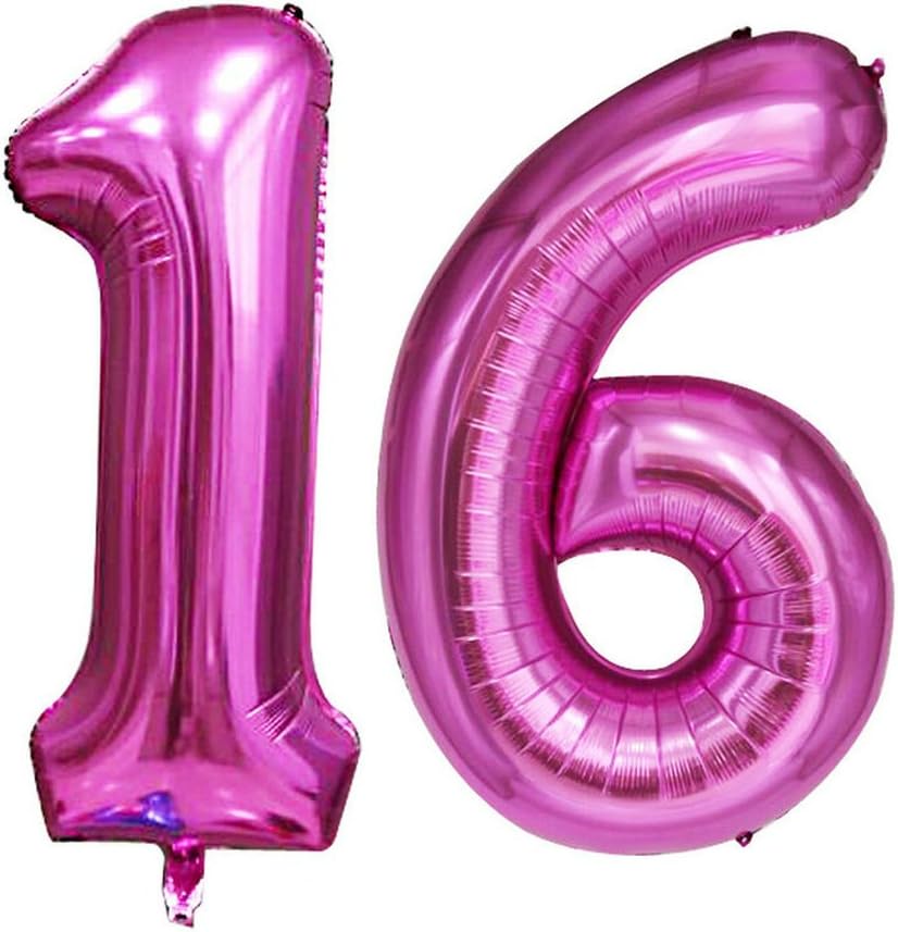 GOER Number 16 Balloons for 16th Birthday Sweet 16 Party Decorations,42 Inch Jumbo Foil Helium 61