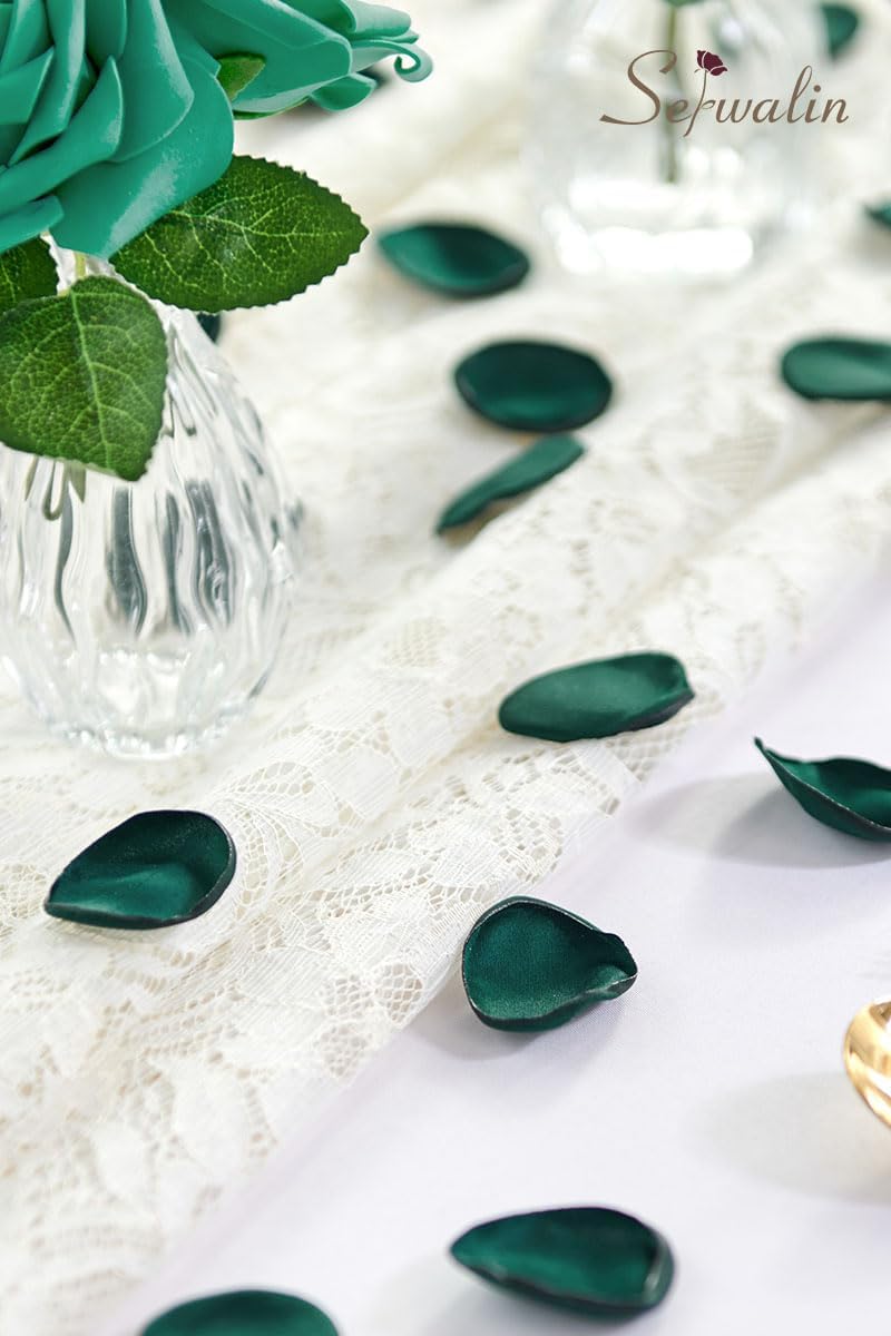 Serwalin 300Pcs Silk Rose Petals for Christmas Weddings Proposal Dark Green Flower Petals for