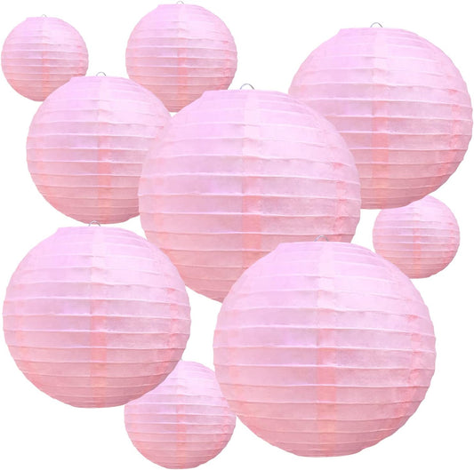 BEISHIDA Pink Round Paper Lanterns Hanging Decorative Chinese Paper Lanterns Lamp for Valentine