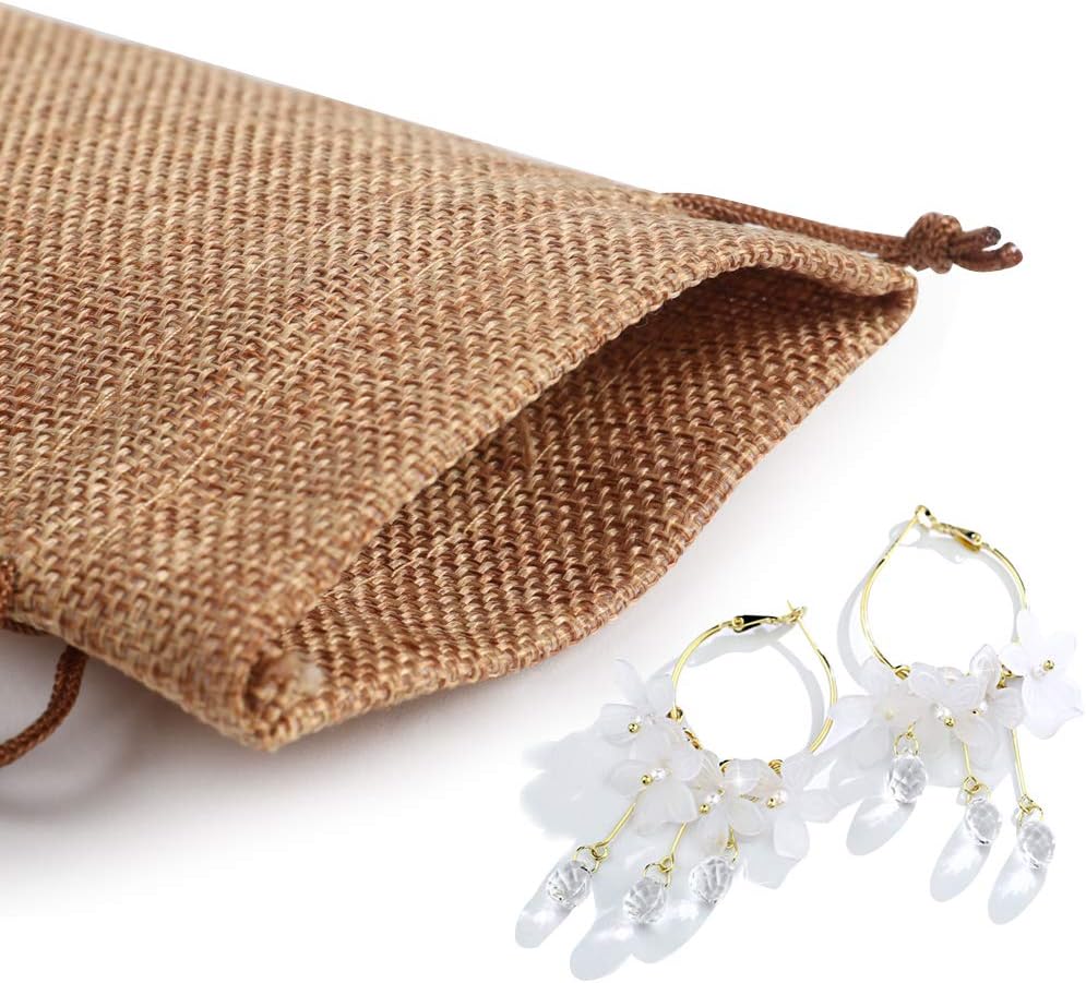 Lucky Monet 25/50/100PCS Burlap Gift Bags Wedding Hessian Jute Bags Linen Jewelry Pouches with