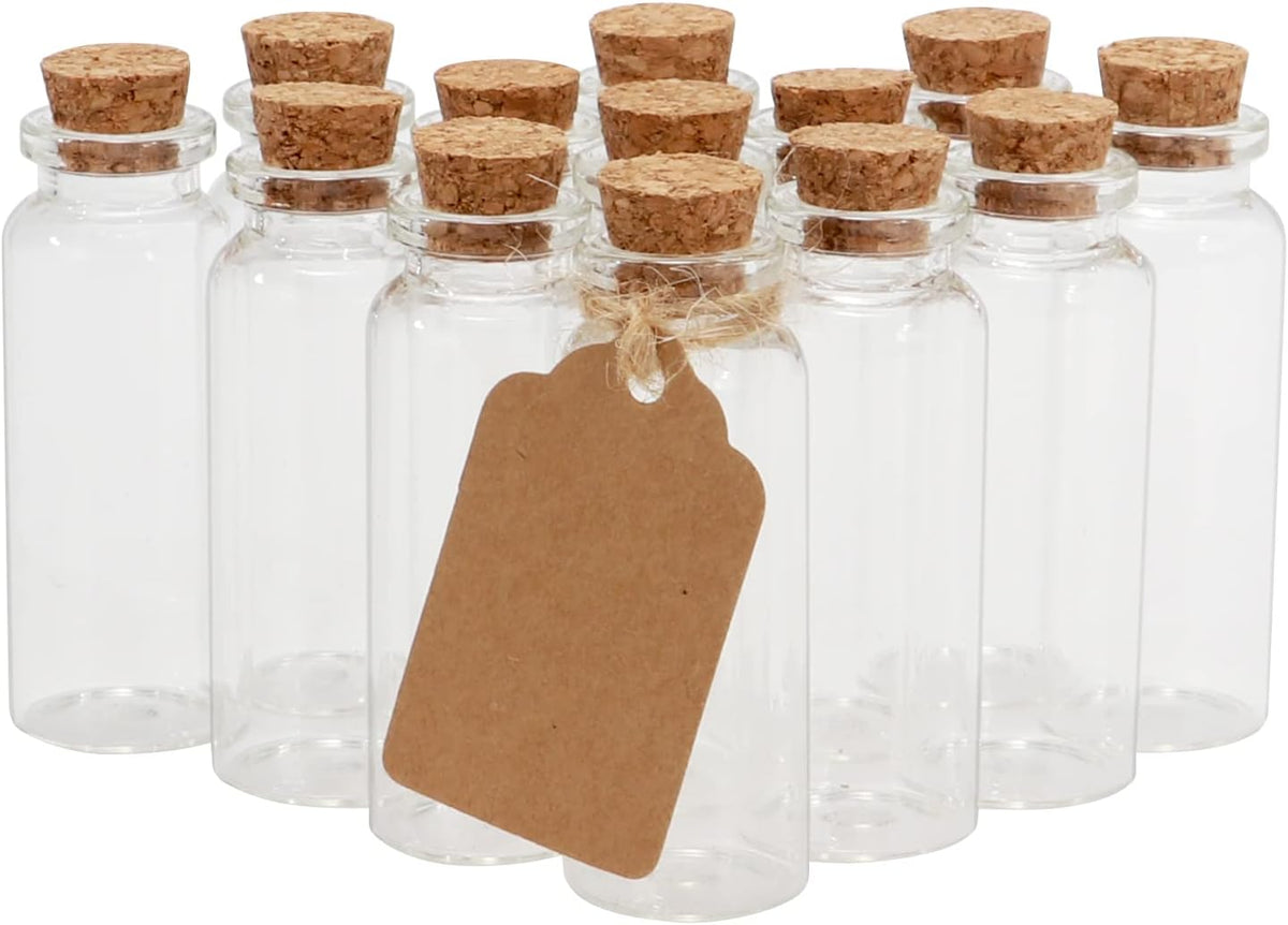 50 Pcs 20ml Mini Glass Bottles with Cork Stoppers, 29x64mm DIY Decoration Tiny Glass Jars, Mini