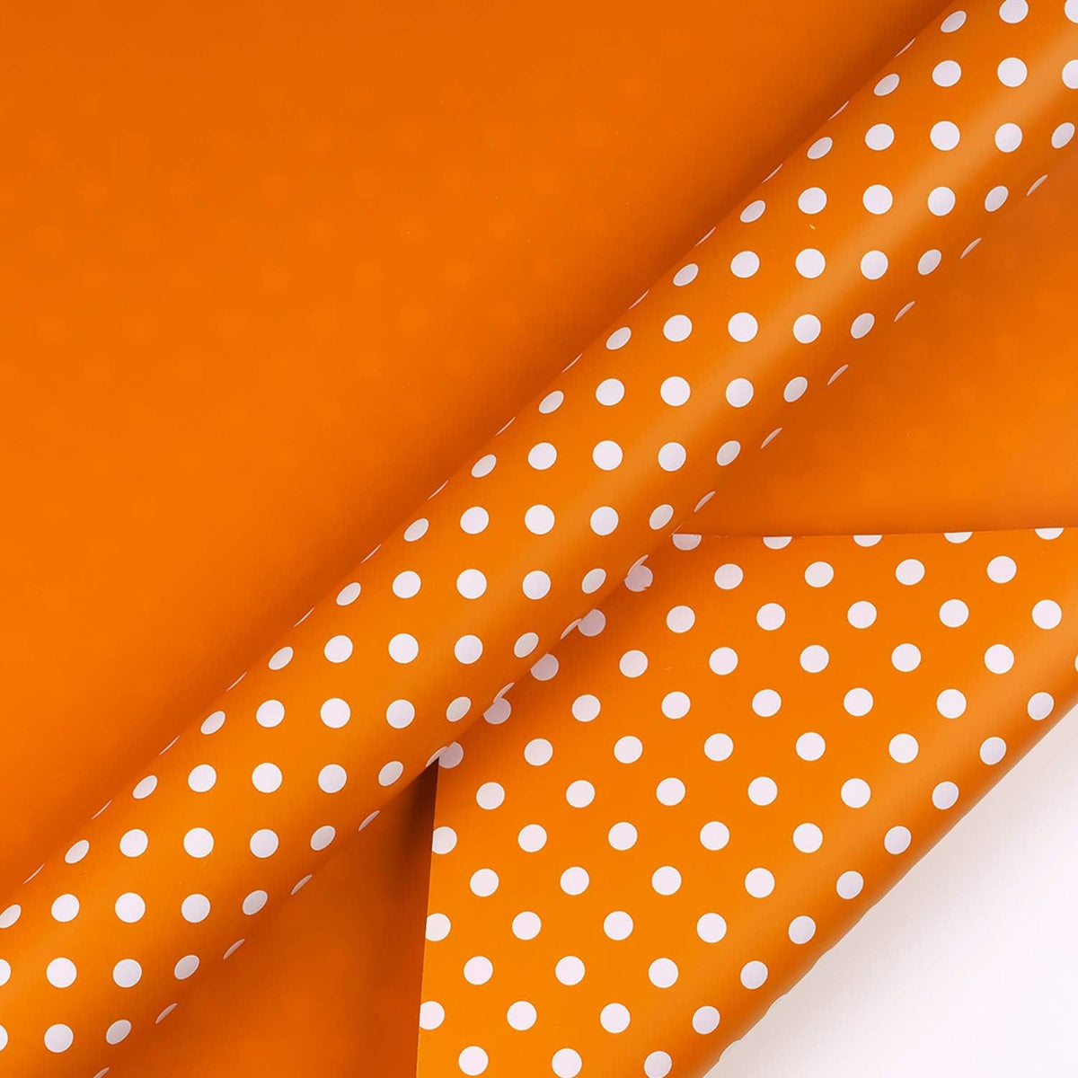 WRAPAHOLIC Reversible Wrapping Paper - Mini Roll - 17 Inch X 33 Feet - Orange and Polka Dot Design
