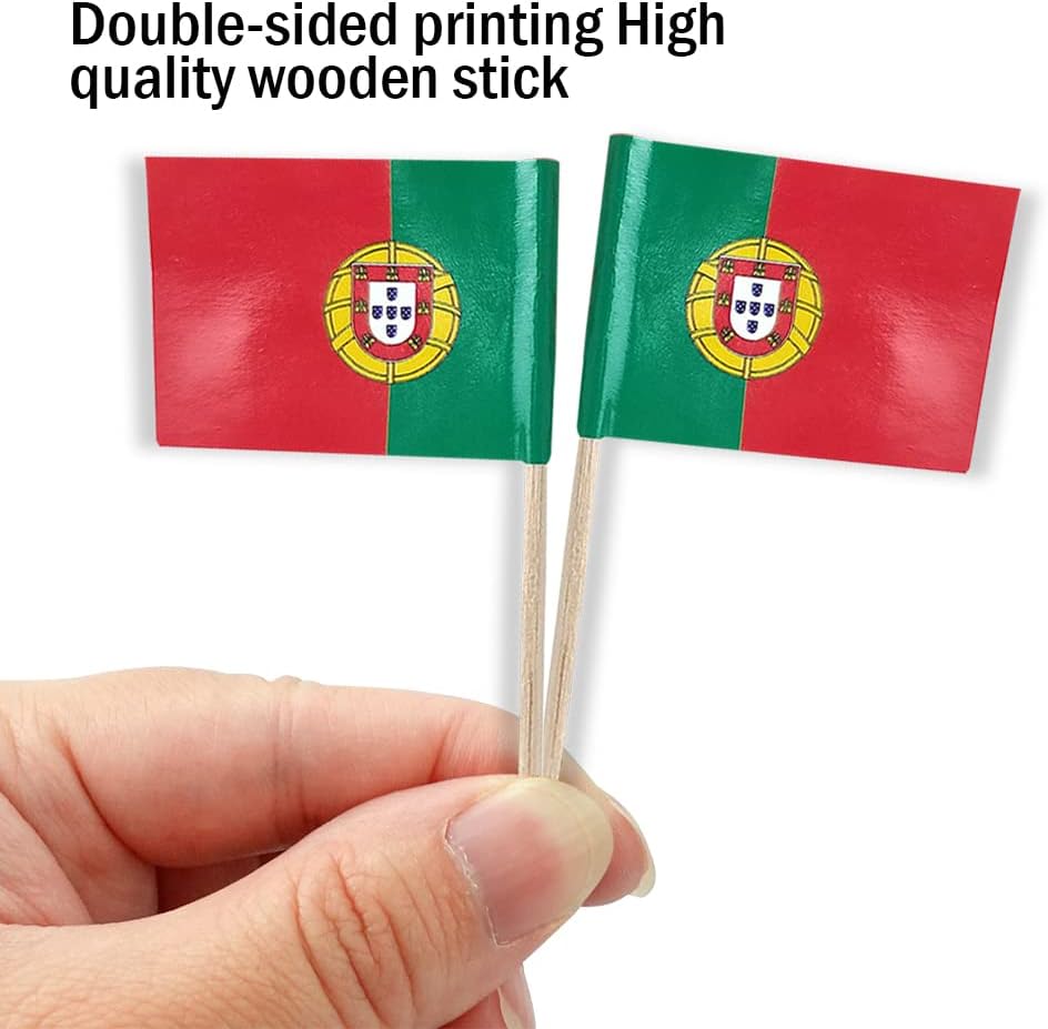 Portugal Flag Portuguese Flag, Small Mini Portugal Toothpick Flags for Food, Cupcakes, Cocktails
