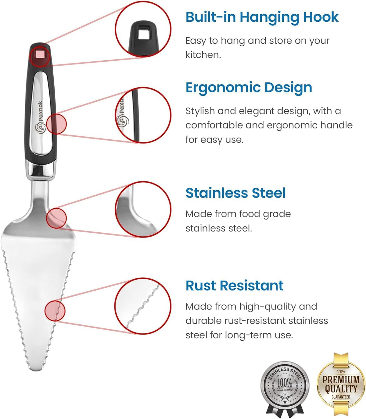 Pie Server Spatula and Cake Slicer Set with Luxury Gift Box, Black Stainless Steel Set - Kitchen