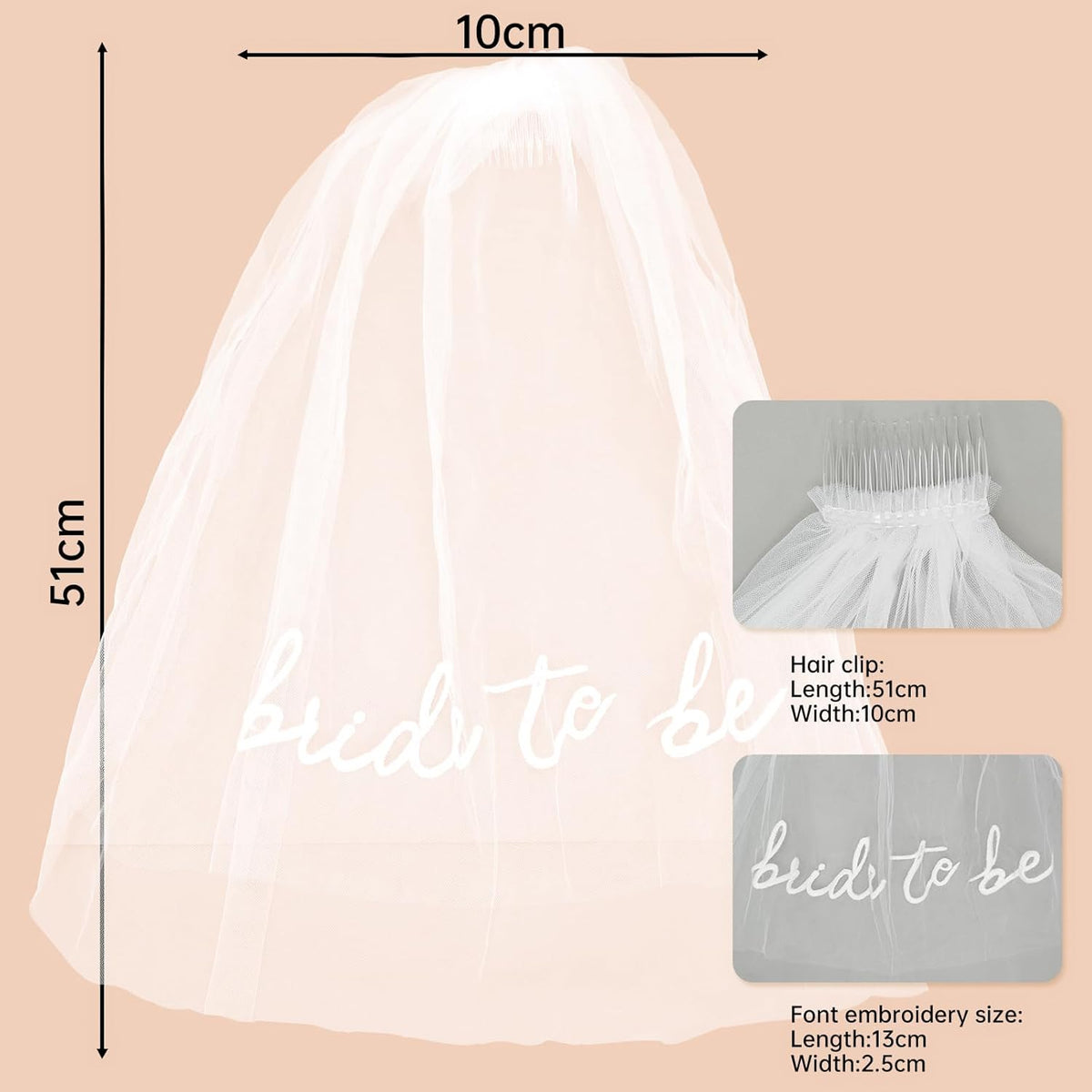 Prometheism Bride to Be Veil Hair Accessories for Bachelorette Party, Bride To Be Headband