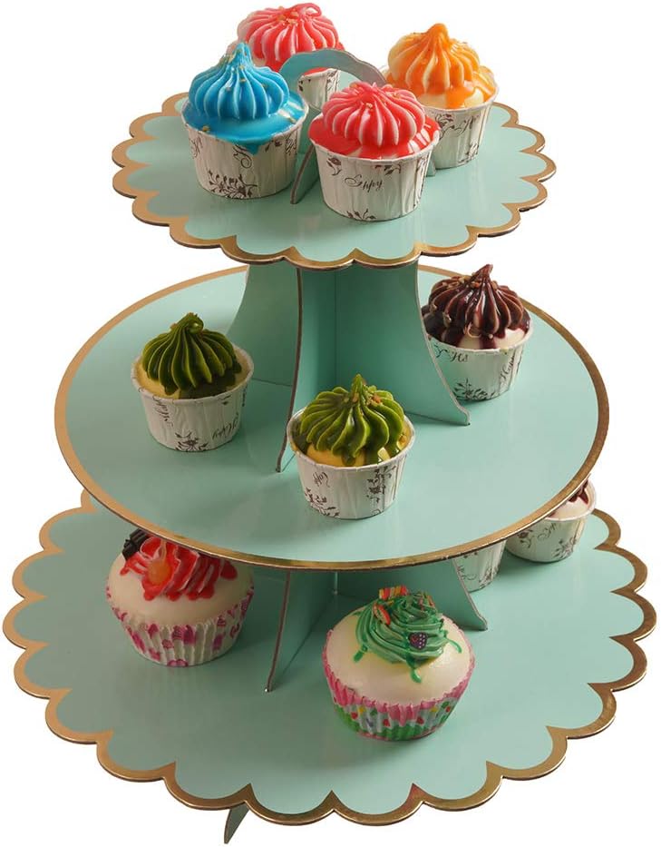 3-Tier Cupcake Stand, Lace Trim Cake Stand holder, Tiered DIY Cupcake Stand Tower for Dessert Table