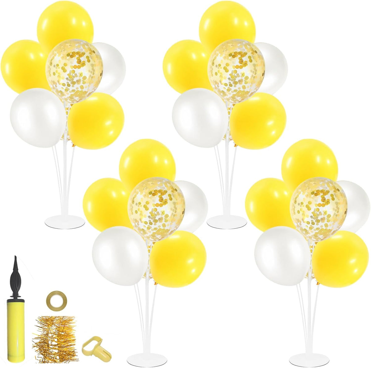 Yellow and White Balloon Stand Centerpiece Table Decorations for Bee Sunflower Daisy Birthday