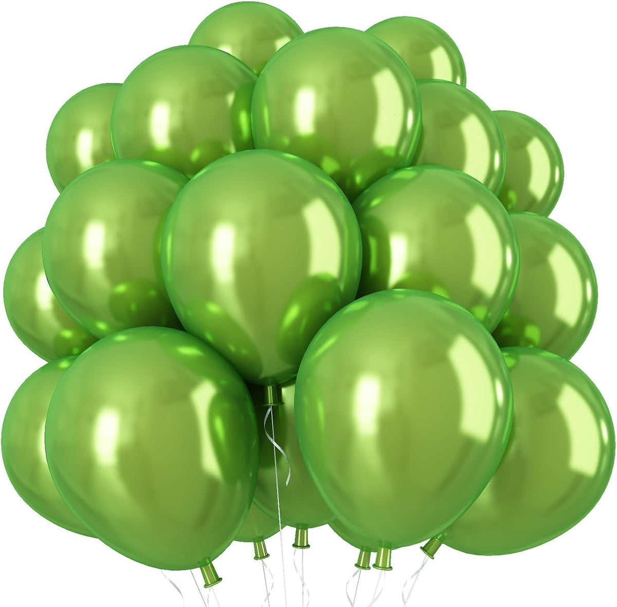 Chrome Green Balloons, 50 PCS 10 Inch Double-Layered Metallic Light Green Balloons, Shiny Thick