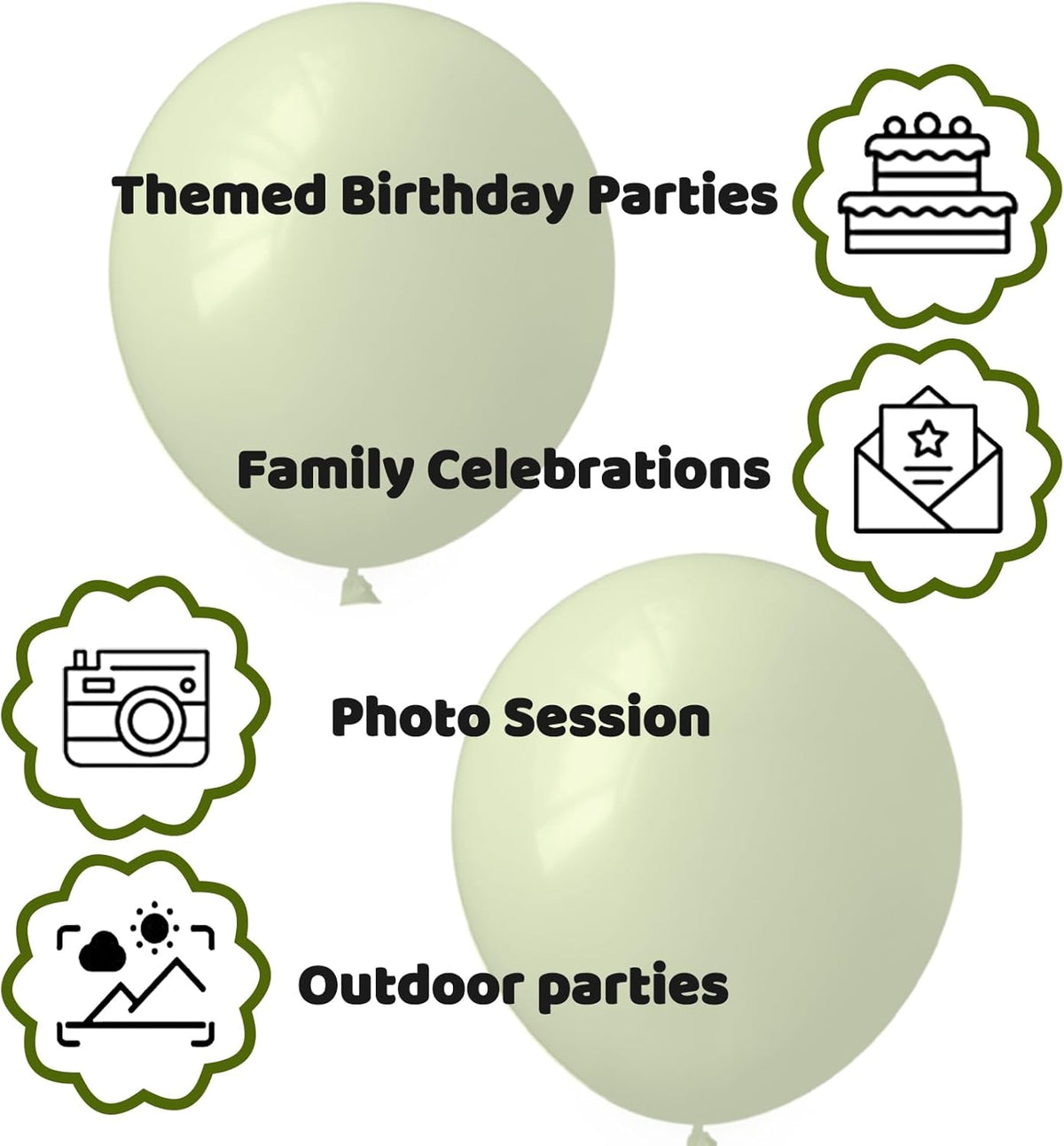 110pcs Olive Green Balloon 12 Inch, Olive Green Latex Balloons for Birthday Party Baby Shower