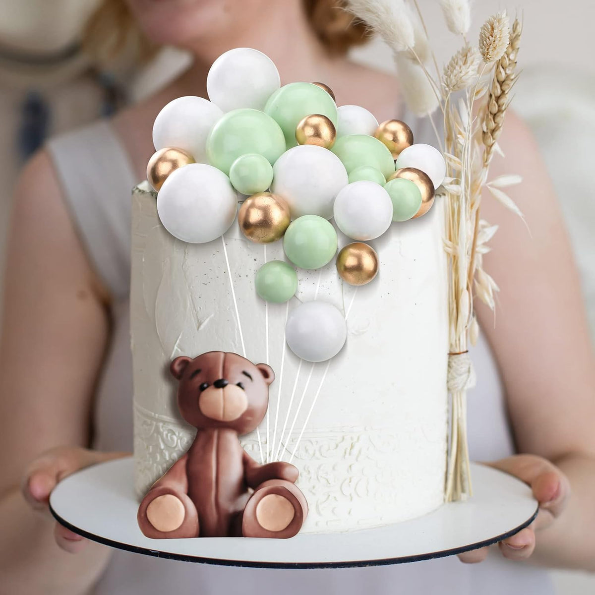 108 Pcs Balls Cake Topper DIY Cupcake Insert Foam Balloons for Cake Baking Wedding Anniversary