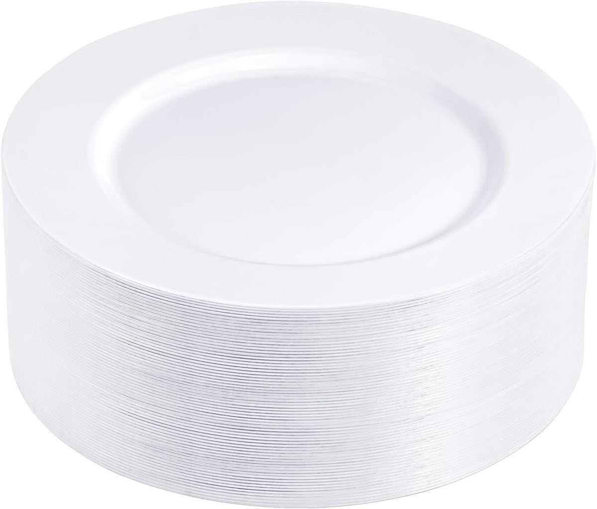 N9R 100PCS White Plastic Plates, 10.25inch Heavy Duty Plastic Disposable Plates, Premium Elegant
