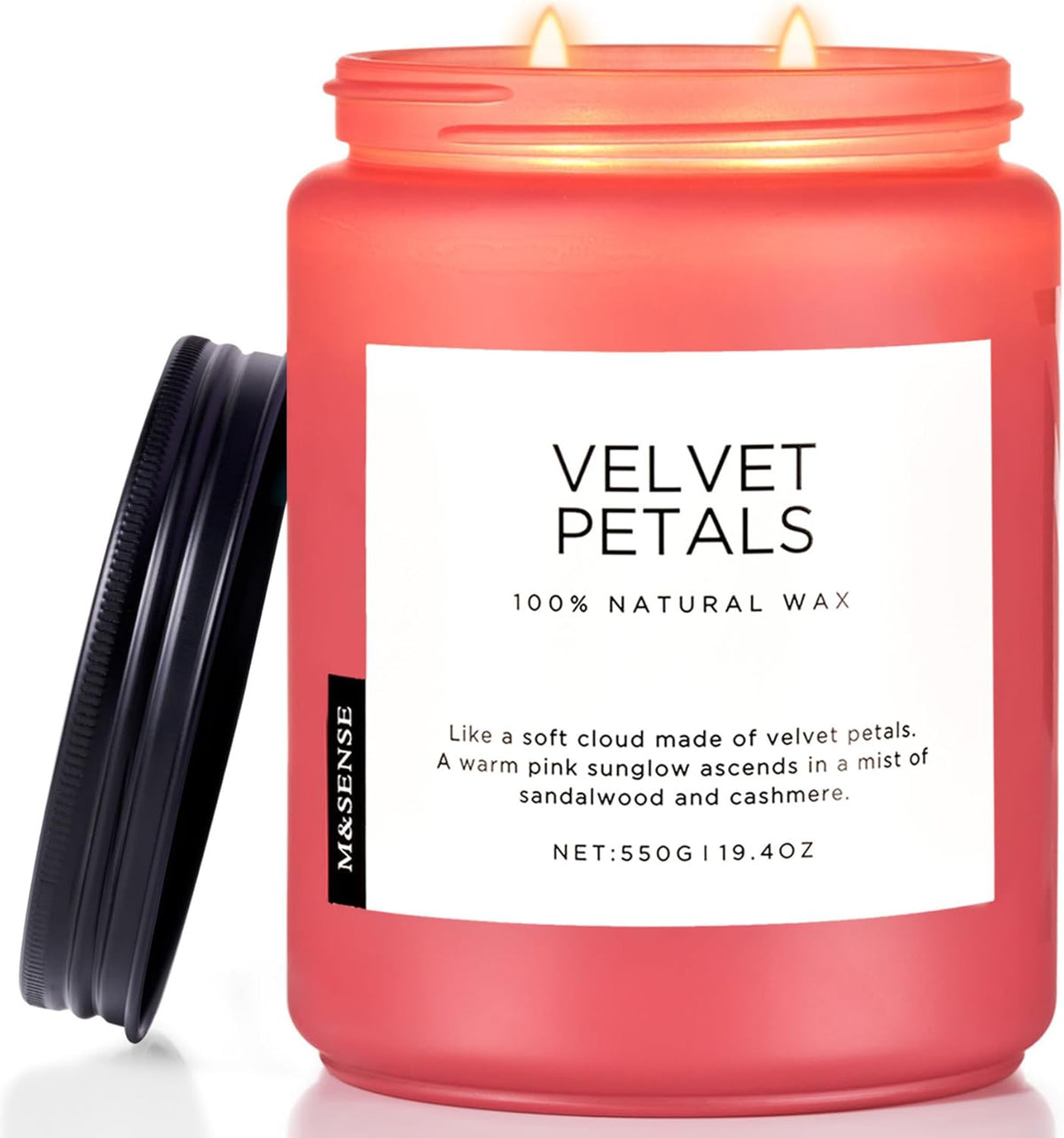M&SENSE Velvet Petals Large Soy Candles for Home Scented, Organic Natural Soy Wax 19.4oz 110 Hour
