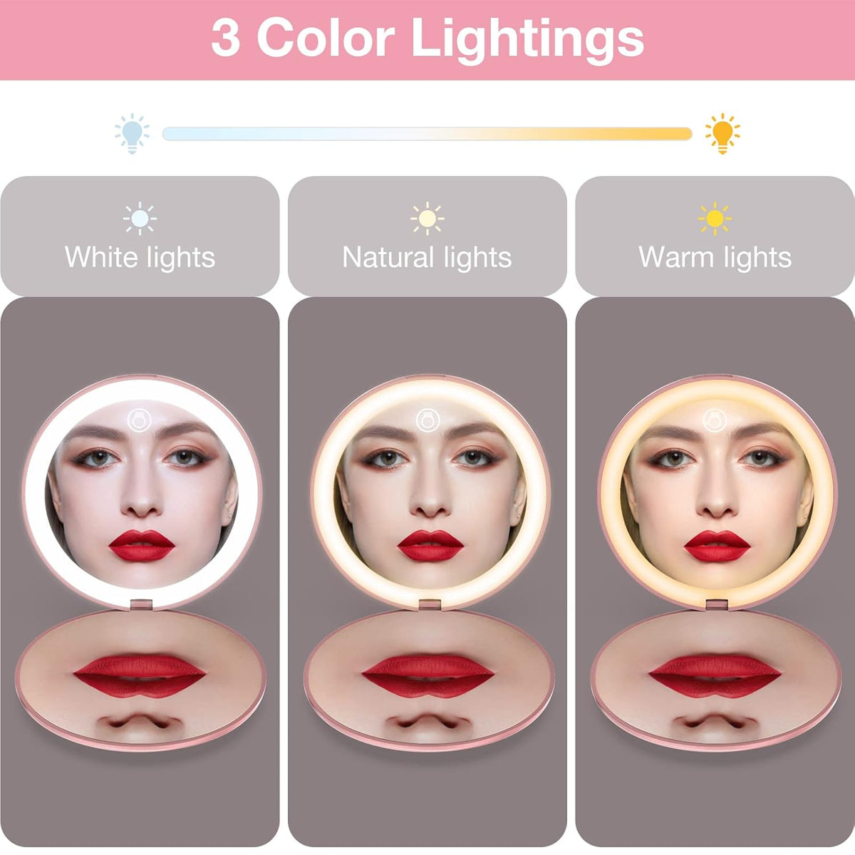 wobsion 10X Magnifying Tabletop Mirror, Touch Dimmable, 3 Color Temperature Adjustment, Auto Light