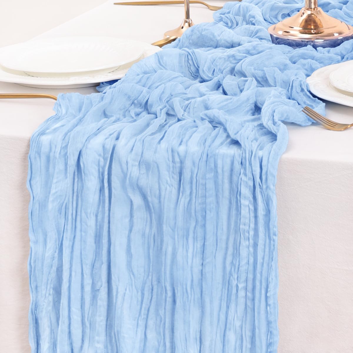 Light Blue Table Runner Cheesecloth Table Runners 4 Pack 10FT Baby Shower Decoration 120 Inches