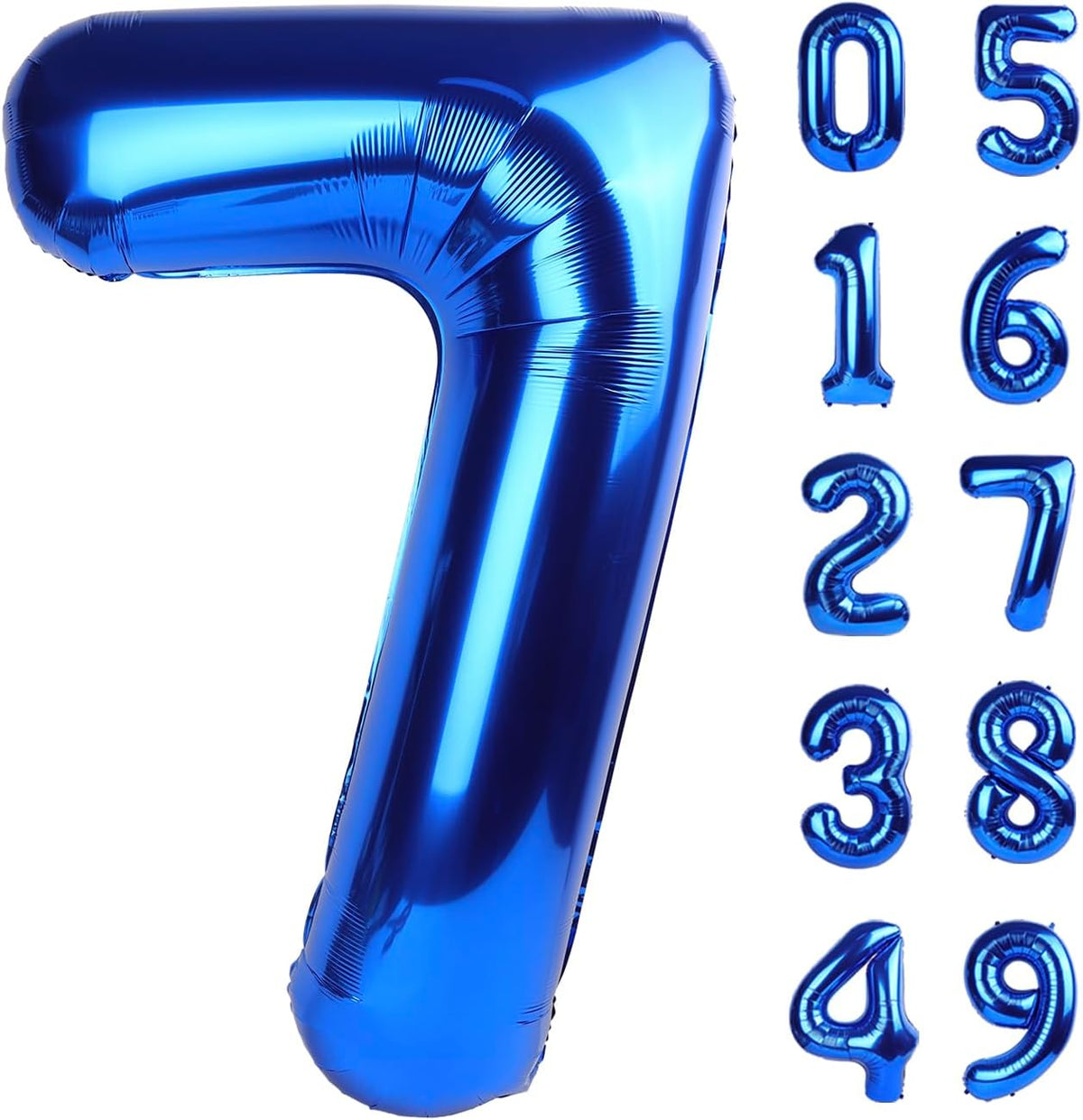 Navy Blue Large Number 7 Balloon, 40 Inch, 7th Seven Birthday Balloon Number, Mylar Foil Birthday