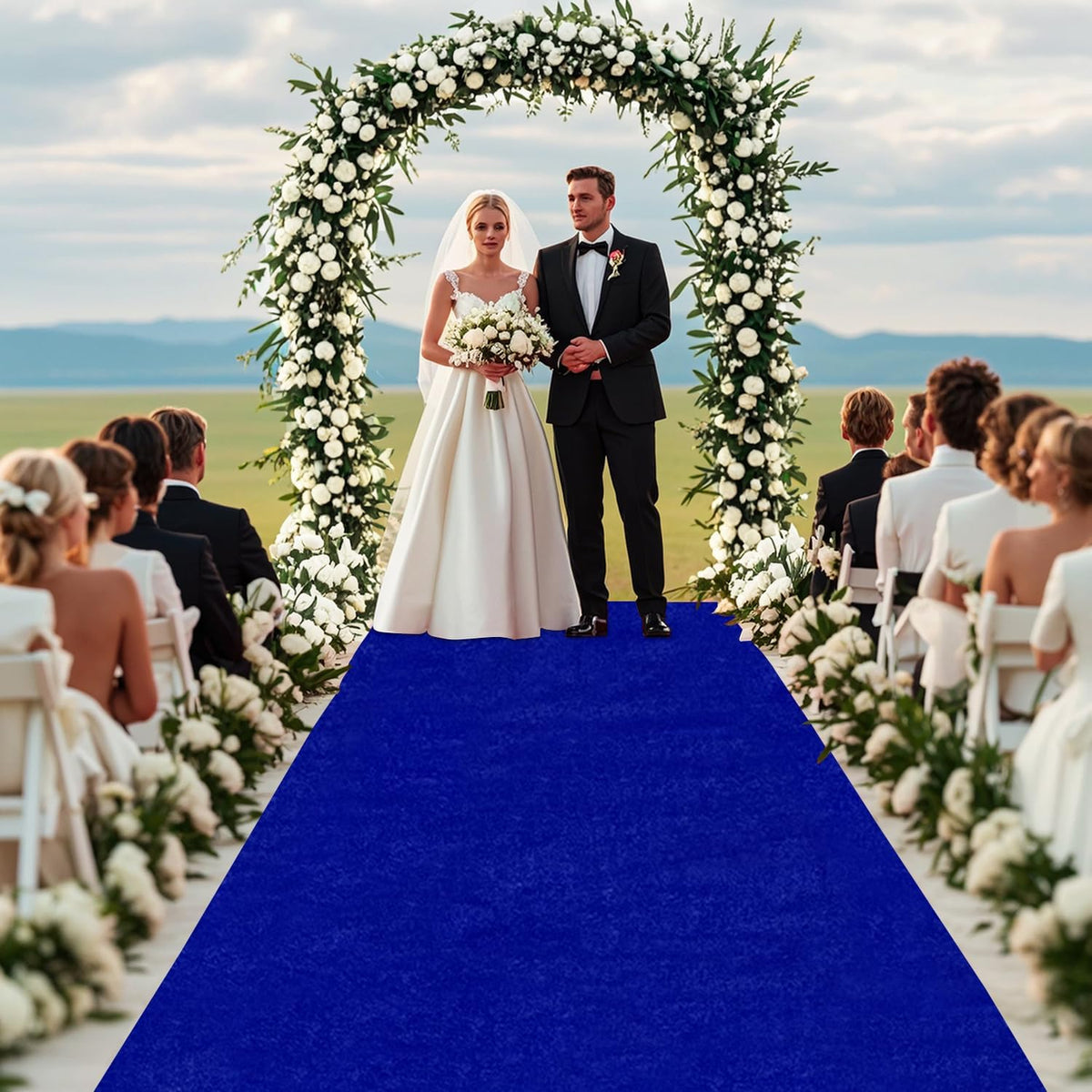 MODFUNS Aisle Runners for Weddings for Outdoor Royal Blue Velvet Aisle Runner Rug 4x20FT Carpet
