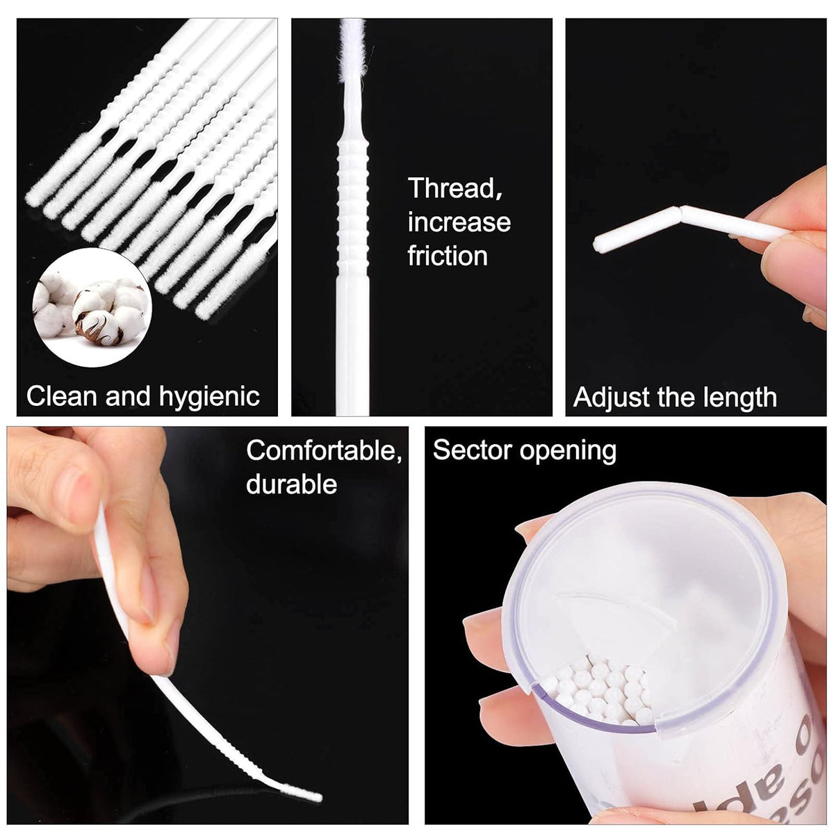 200 Pieces Disposable Micro Brush Applicator Microswabs for Eyelash Extension Removing Tools, Mini