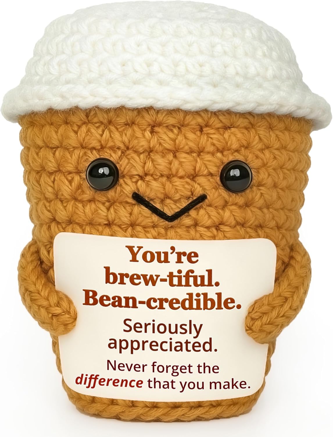 Coffee Lovers Gifts for Women, Positive Espresso Emotional Crochet Handmade Support, Small