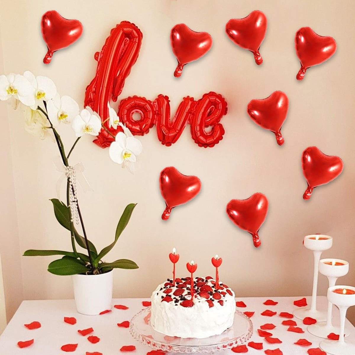 TONIFUL 30Pcs 10 Inch Red Heart Balloons Valentine’s Day Heart Shape Foil Mylar Balloons Decoration