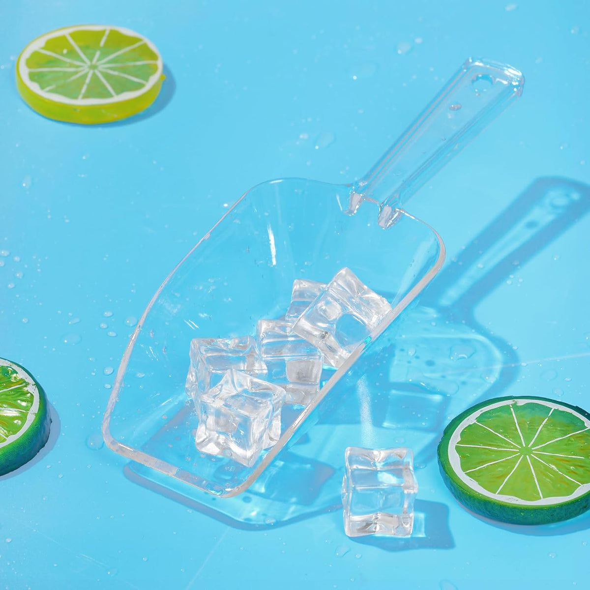 4Pcs Clear Plastic Ice Scoop for Freezer, Mini Candy Popcorn Scoops for Buffet Food Dry Goods