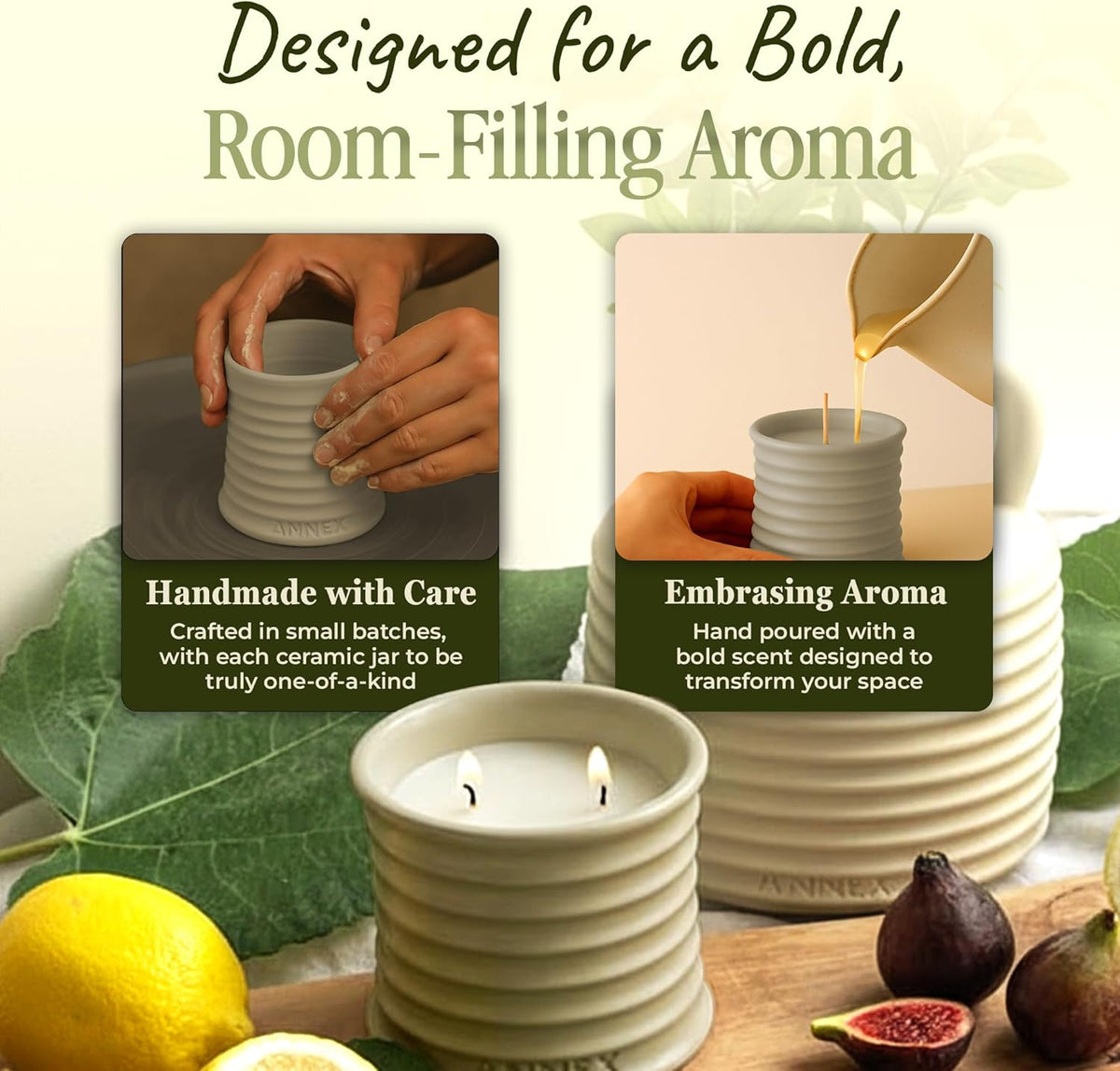 Scented Luxury Citronella Candles outdoor, Mosquito Bug Repellent | Handmade Ceramic Jars, Soy Wax