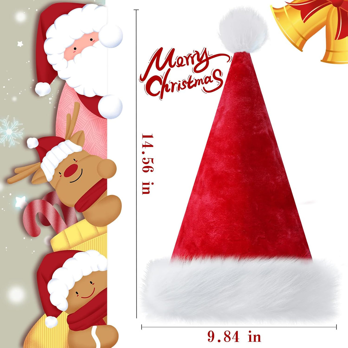 Christmas Hats, Santa Hat for Kids/Baby Unisex Warm Comfort Red Velvet Holiday Xmas Hat for New