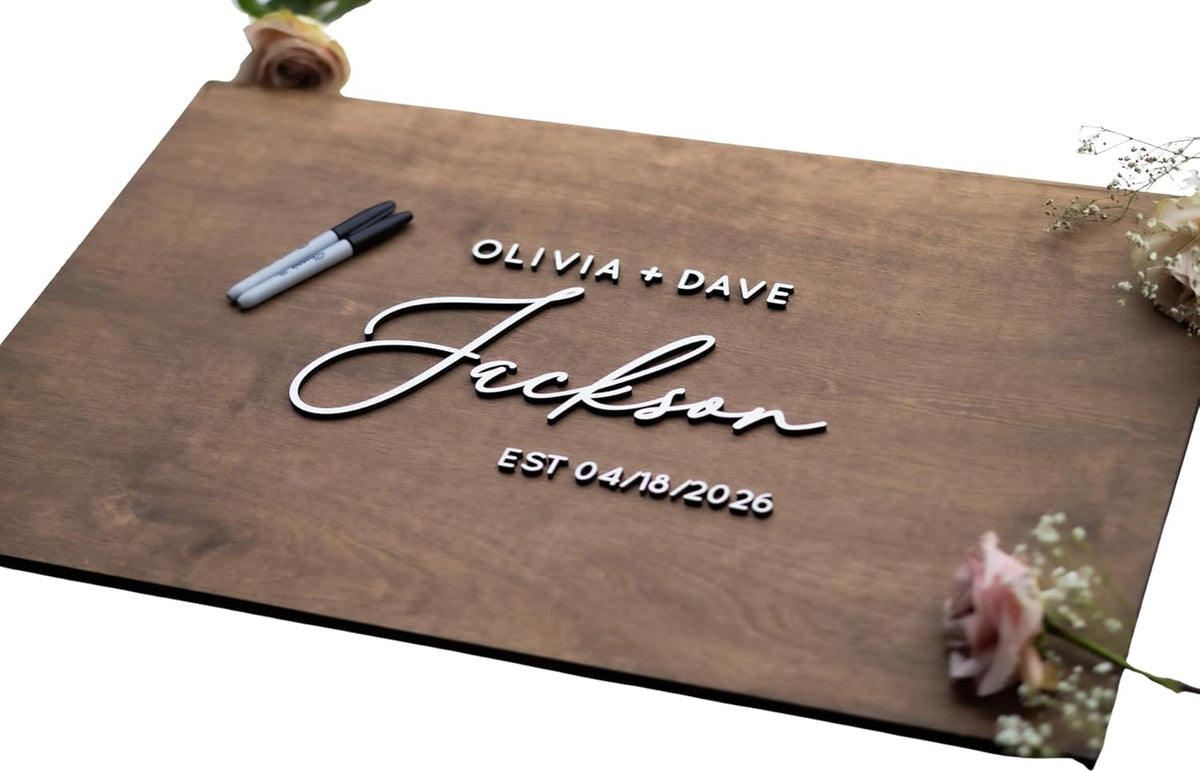 Personalized Last Name Guest Book, Unique Guest Book Sign, Custom Alternative Guest Book, Wooden