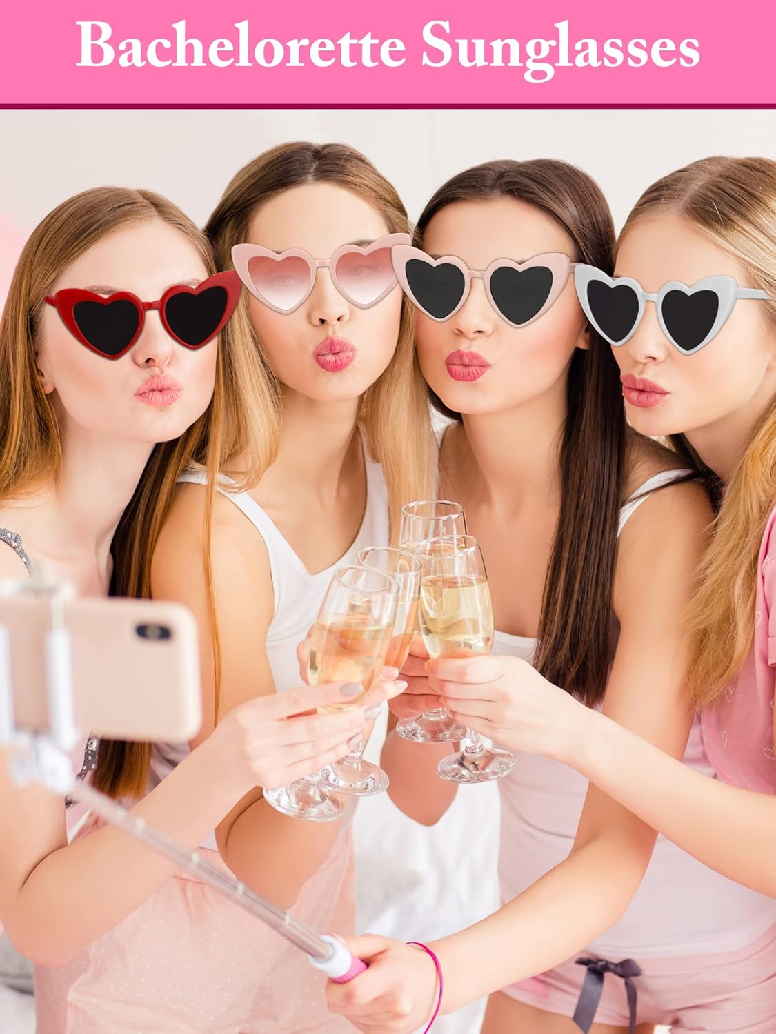 Flutesan 12 Pack Bachelorette Sunglasses Bride Bridesmaid Heart Shaped Sunglasses Women Eyeglasses