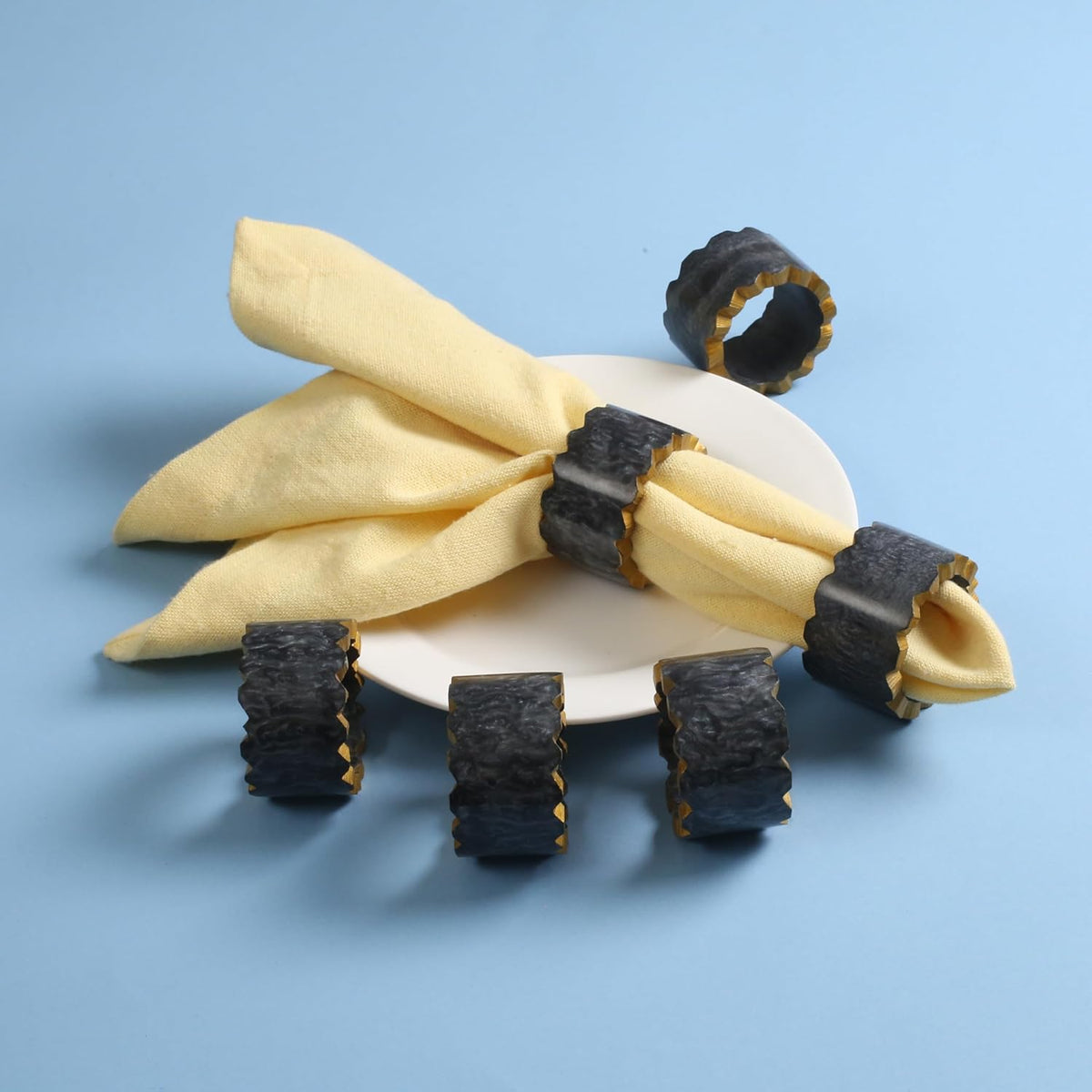 Epoxy Resin Napkin Holders for Cloth Napkins - 6 Pcs Elegant Napkin Holders for Dining Table Decor