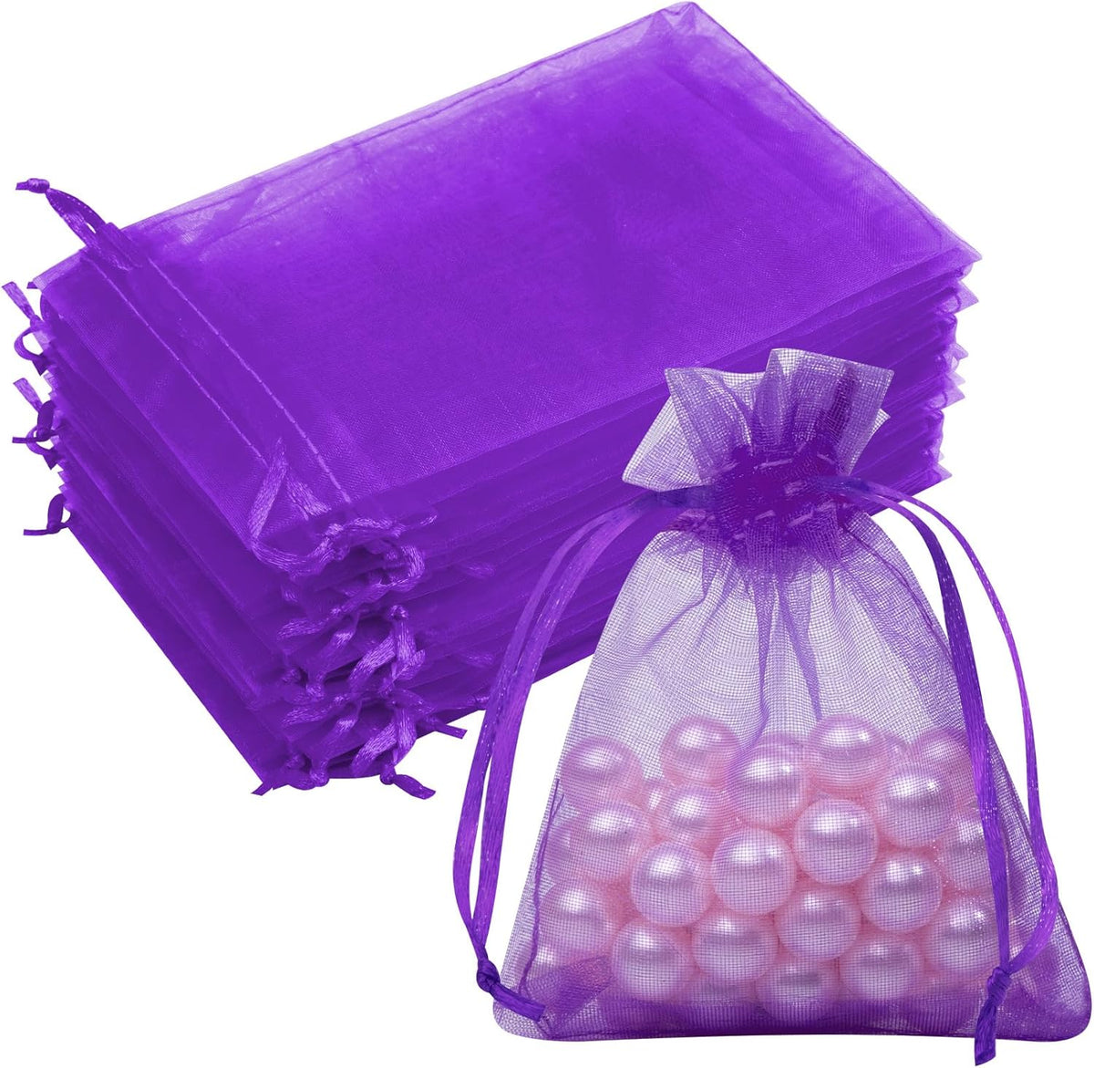 Organza Bags 50 Packs 3x4 Inch, Elegant Small Mesh Gift Pouches, Sachet Jewelry Bags Drawstring for