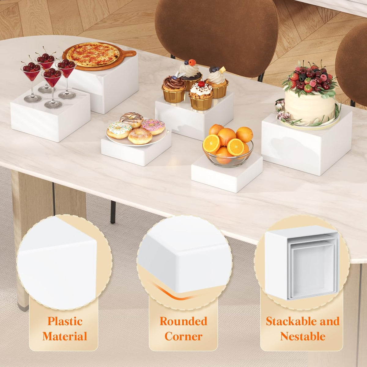 Lifewit Buffet Risers and Stands Up to 7.8", Food Risers for Buffet Table, Catering Dessert Cake