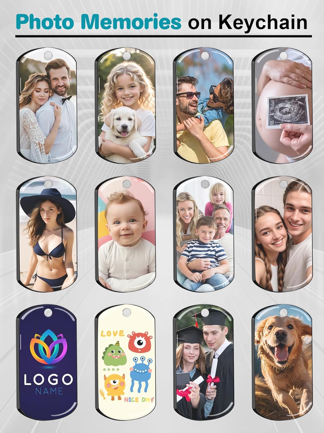 Custom Keychain with Picture - Personalized Photo LOGO Text Customized Key Chain for Boyfriend Dad