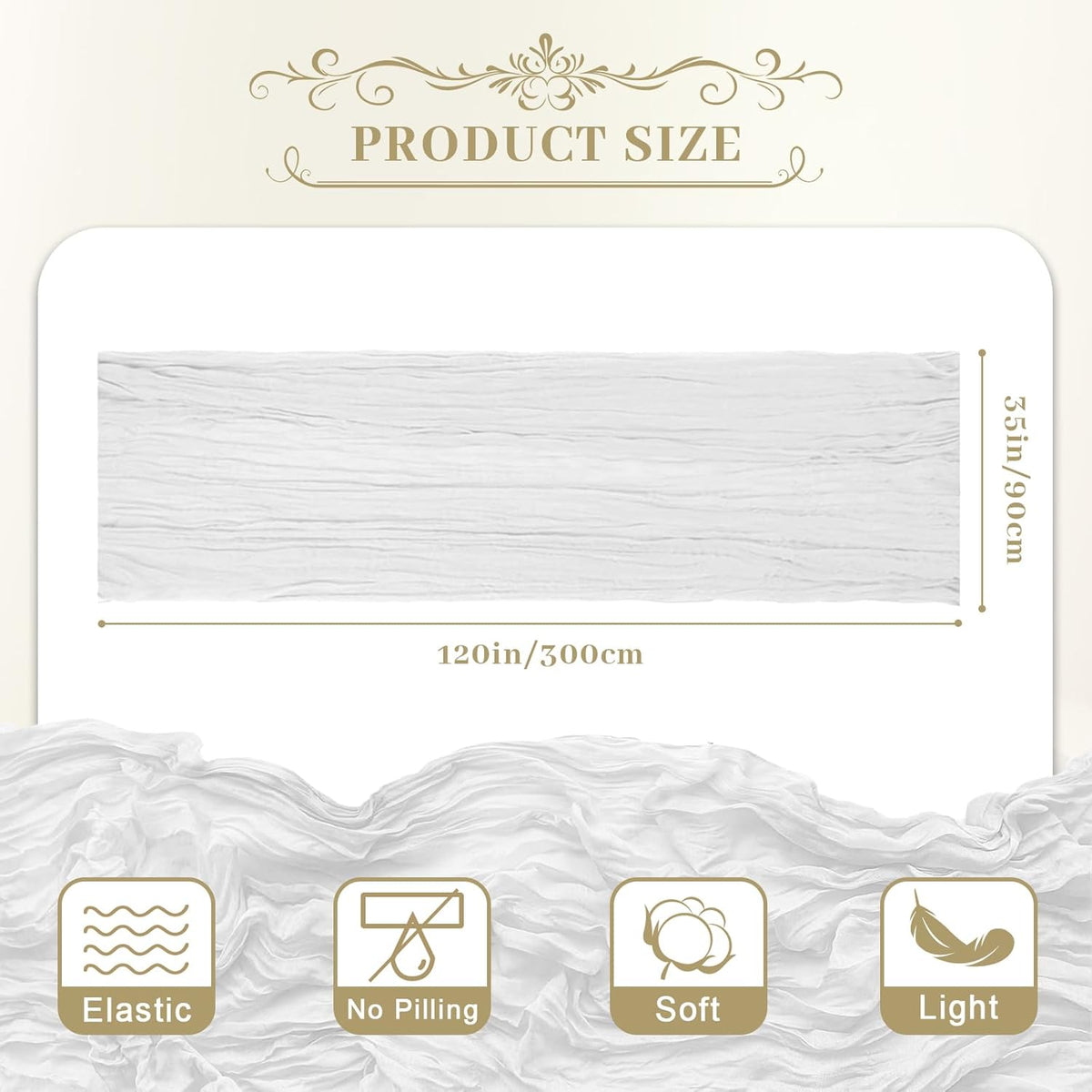 Le courant 12pcs 10Ft Cheesecloth Table Runner, Rustic Boho Gauze Cheese Cloth Runner Table Runner