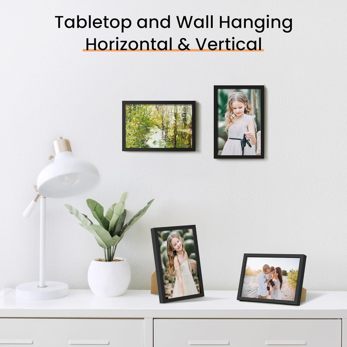 upsimples 4x6 Picture Frame Set of 3, Made of High Definition Glass for 4 x 6, Wall and Tabletop