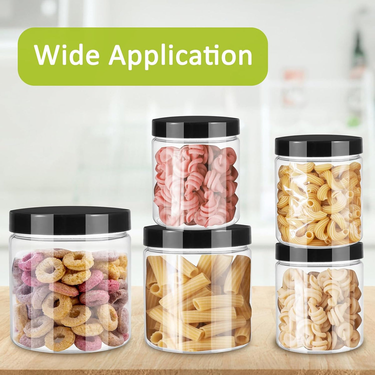 12pcs Plastic Jars with Lids 16 oz & 8 oz & 4 oz, Leakproof Storage Containers Clear Plastic Mason