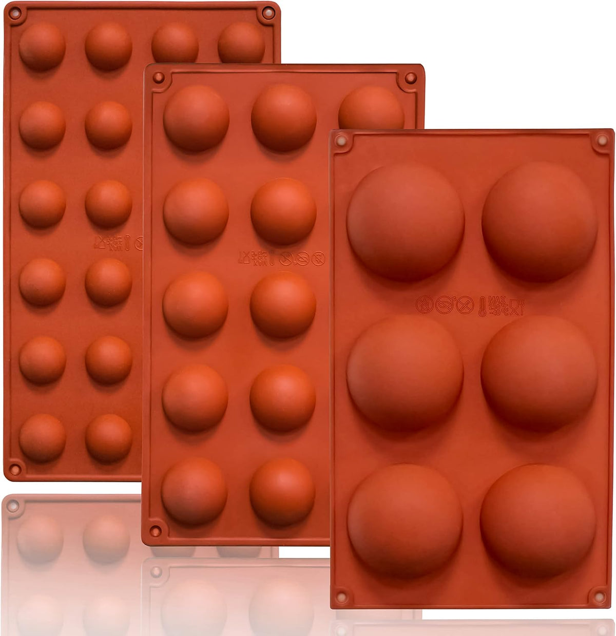 Semi Circular Silicone Molds, Non-Stick Silicone Chocolate Molds,3 Packs Baking Molds for Making