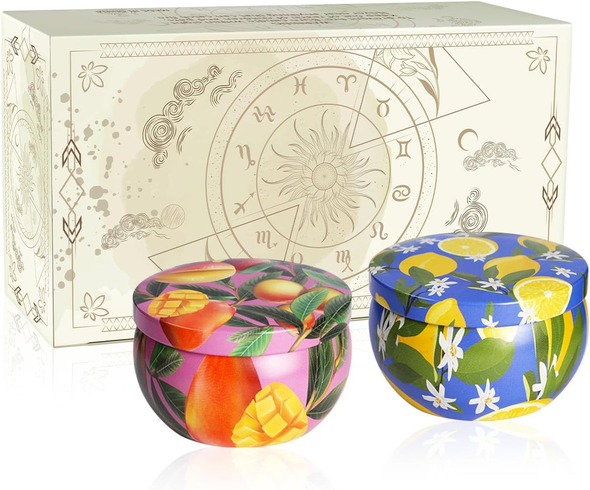 2 Pack Lemon and Mango Flavors Scented Candle 2.5 oz Aromatherapy Candles for Home Decor