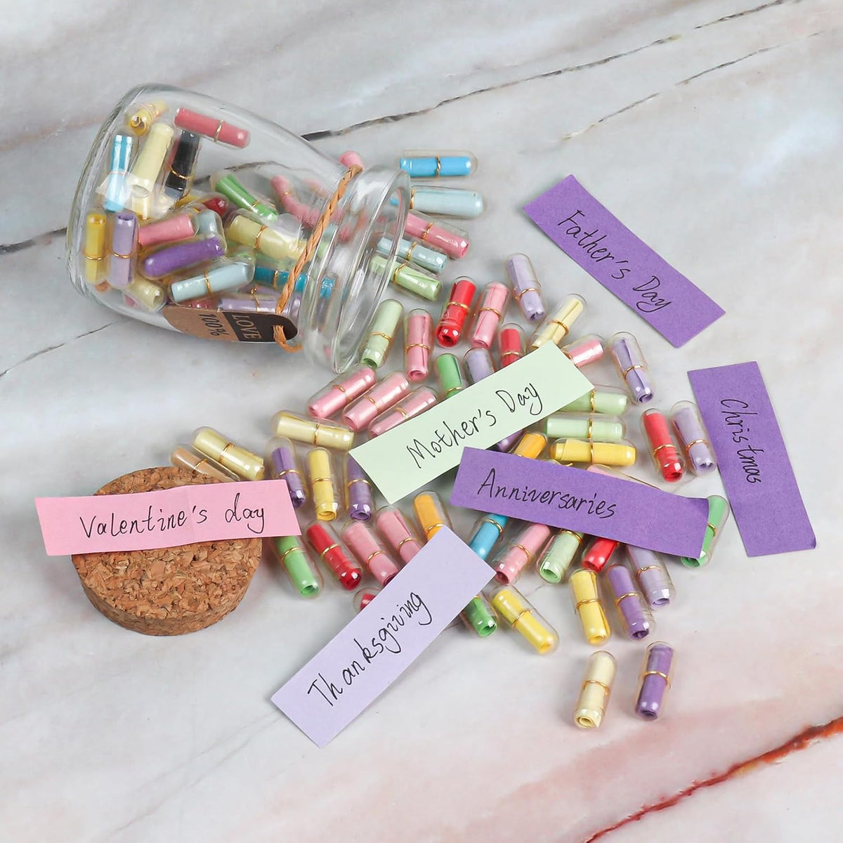 Capsule Letters Message in a Glass Bottle，Message Pills Love Letter Gift for Boyfriend Girlfriend