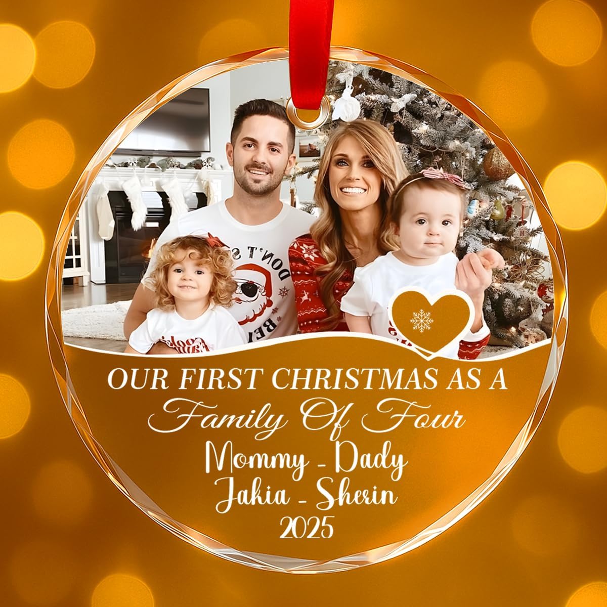 Personalized Christmas Ornaments with Names, Couple Glass Ornament, Custom Wedding Gifts for