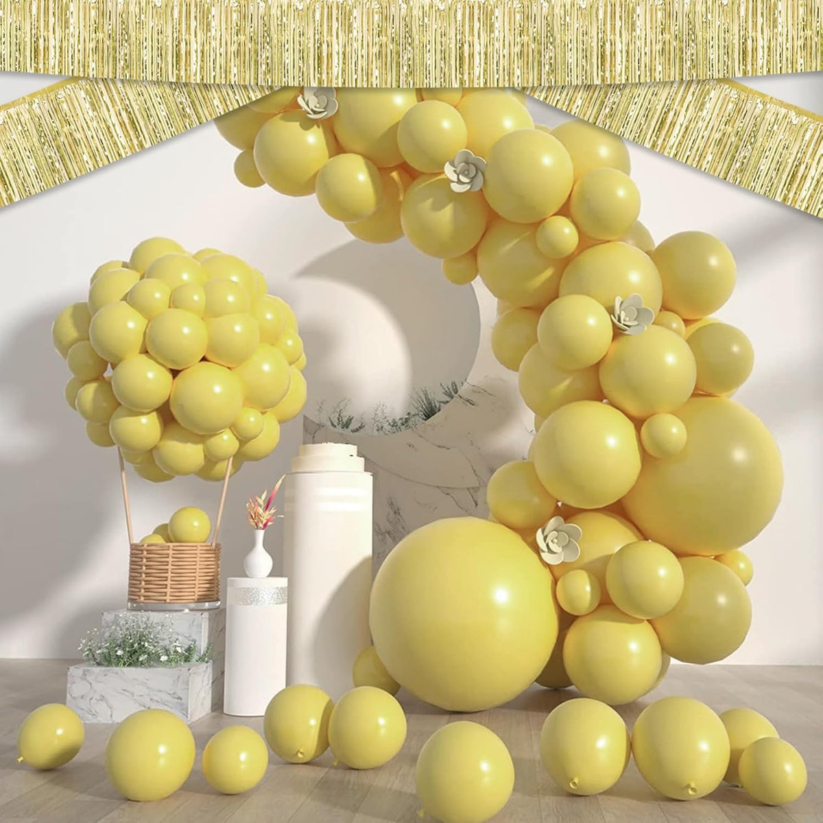 6 Pack 10 Feet Light Gold Foil Fringe Garland Metallic Tinsel Streamers Banner Wall Hanging Curtain