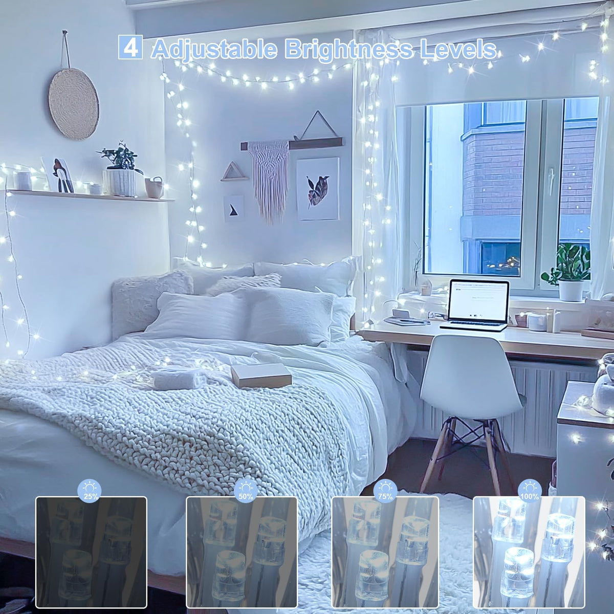 JMEXSUSS 800 LED White Christmas String Lights Outdoor, String Twinkle Lights Clear Wire Plug in