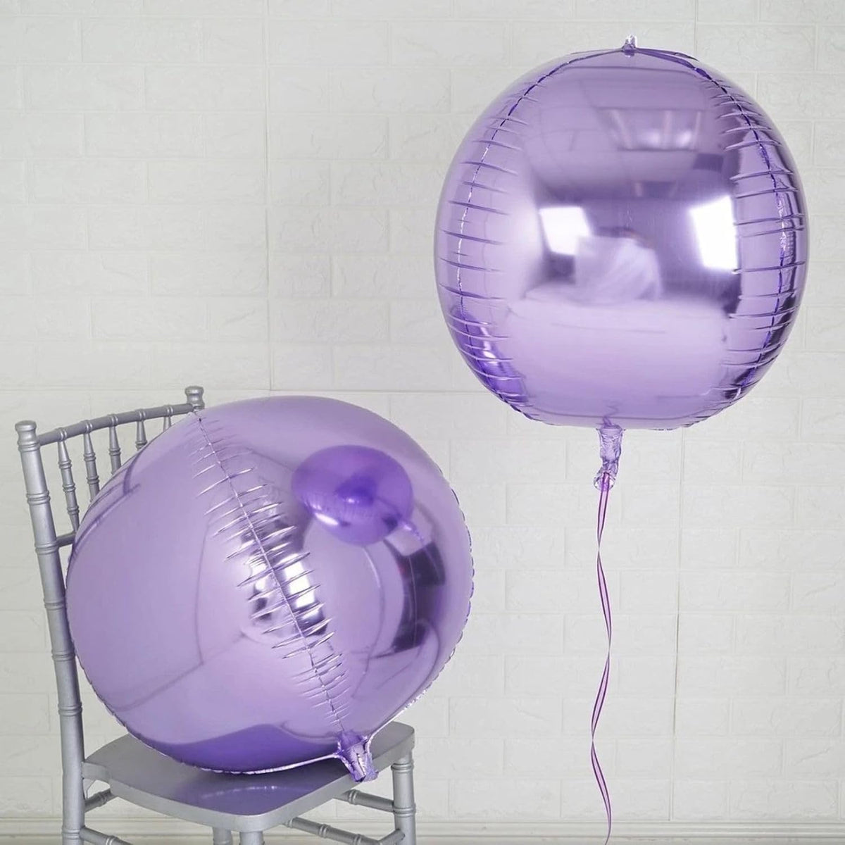 6Pcs Purple Round Foil Balloons,Giant 4D Round Ball Balloon,22 Inch Metallic Purple Balloons for