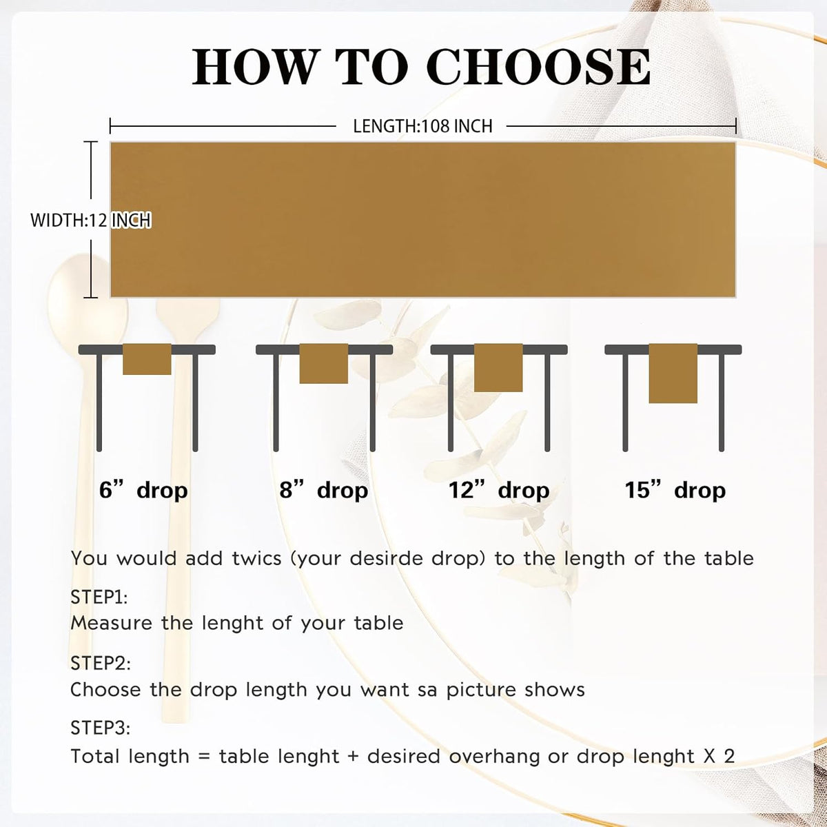 10 Pack Satin Table Runner 12 x 108 Inch Long Old Gold Silk Table Runner for Wedding Party Banquet