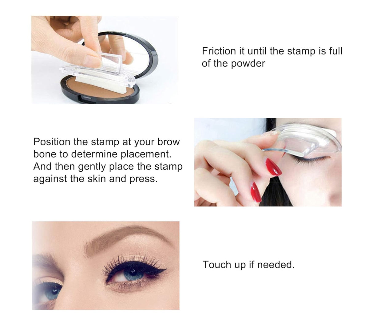 Boobeen Eyebrow Seal Stamp Powder - Waterproof 3 Seconds Eye Make Up Nature Coloring Kit - Creates