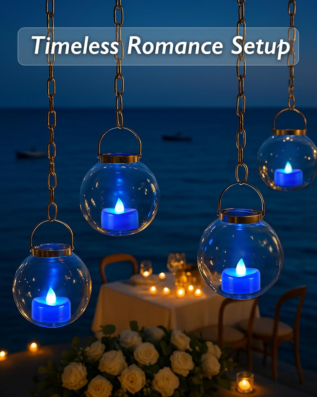 Raycare Blue LED Tea Lights Battery Operated, 200+Hour Flickering Votive Candles,Realistic Fake
